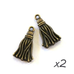 Breloque pompon bronze 20mm x2