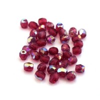 Perles à facettes 4mm fuchsia AB irisé