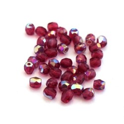 Perles à facettes 4mm fuchsia AB irisé