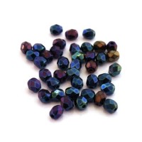 Perles à facettes 4mm bleu iris métallisé
