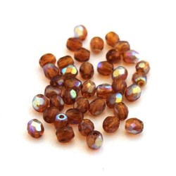 Perles à facettes 4mm topaze fumée AB irisé