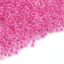Perles de rocailles 2mm rose bonbon color lined