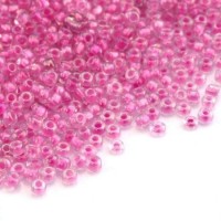 Perles de rocailles 2mm rose bonbon AB color lined