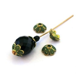 Perle métal coupelle vert de gris