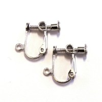 Attaches boucles d'oreilles clip vieil argent