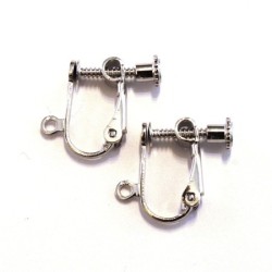 Attaches boucles d'oreilles clip vieil argent