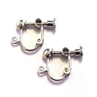 Attaches boucles d'oreilles clip vieil argent
