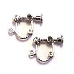 Attaches boucles d'oreilles clip vieil argent
