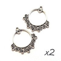 Breloque chandelier connecteur argent vieilli