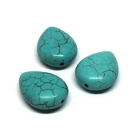 Perle gemme turquoise goutte plate 20mm