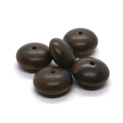 Perle en bois exotique ronde aplatie 20mm