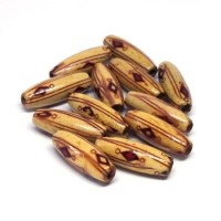 Perles olives en bois imprimées 23mm