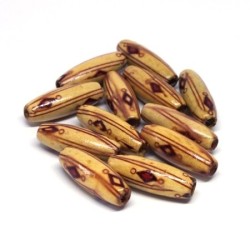 Perles olives en bois imprimées 23mm