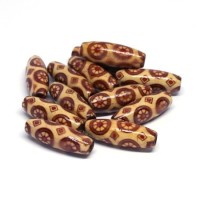 Perles olives en bois imprimées 23mm