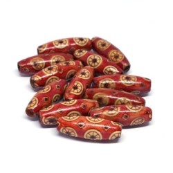 Perles olives en bois imprimées 23mm