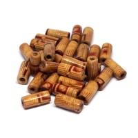 Perles tubes en bois imprimées 12mm