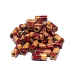 Perles tubes en bois imprimées 12mm