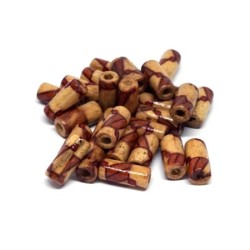 Perles tubes en bois imprimées 12mm