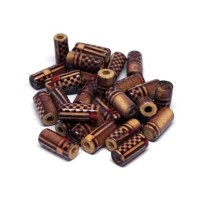 Perles tubes en bois imprimées 12mm