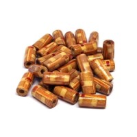 Perles tubes en bois imprimées 12mm