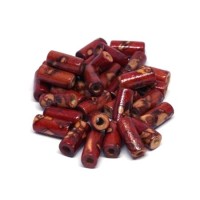 Perles tubes en bois imprimées 12mm
