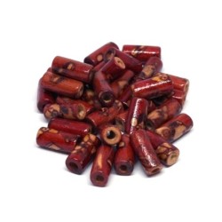 Perles tubes en bois imprimées 12mm