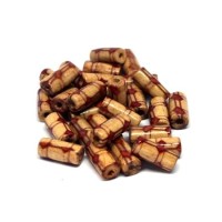 Perles tubes en bois imprimées 12mm