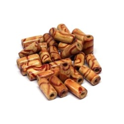 Perles tubes en bois imprimées 12mm