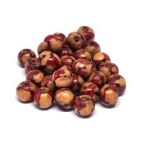 Perles en bois Indiennes imprimées 8mm