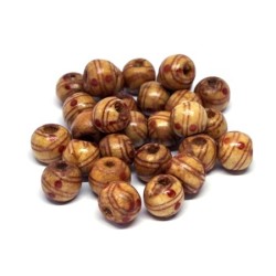 Perles en bois Indiennes imprimées 8mm