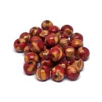Perles en bois Indiennes imprimées 8mm
