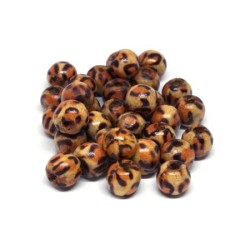 Perles en bois Indiennes imprimées 8mm