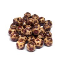 Perles en bois Indiennes imprimées 8mm