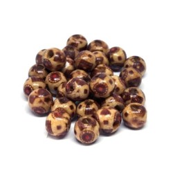 Perles en bois Indiennes imprimées 8mm