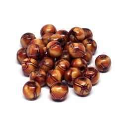 Perles en bois Indiennes imprimées 8mm