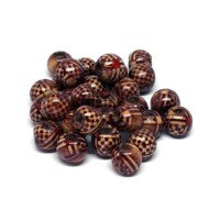 Perles en bois Indiennes imprimées 8mm