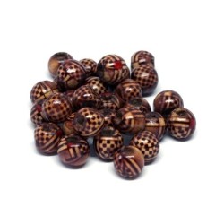 Perles en bois Indiennes imprimées 8mm