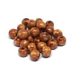 Perles en bois Indiennes imprimées 8mm