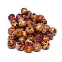 Perles en bois Indiennes imprimées 8mm assortiment