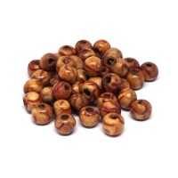 Perles en bois Indiennes imprimées 6mm