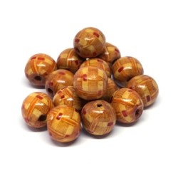 Perles en bois imprimées Indiennes 13mm