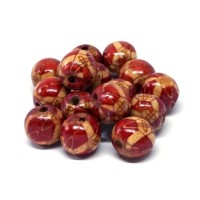 Perles en bois imprimées Indiennes 13mm