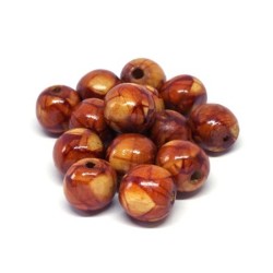 Perles en bois imprimées Indiennes 13mm