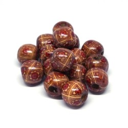 Perles en bois imprimées motif 12mm