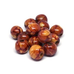Perles en bois imprimées motif 12mm