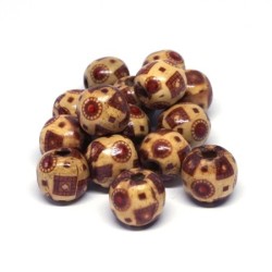 Perles en bois imprimées motif 12mm