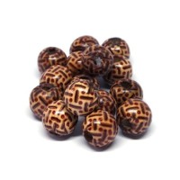 Perles en bois imprimées motif 12mm
