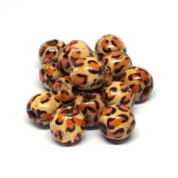 Perles en bois imprimées 12mm motif léopard