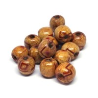 Perles en bois imprimées motif 12mm
