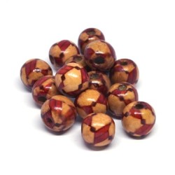 Perles en bois imprimées motif 12mm